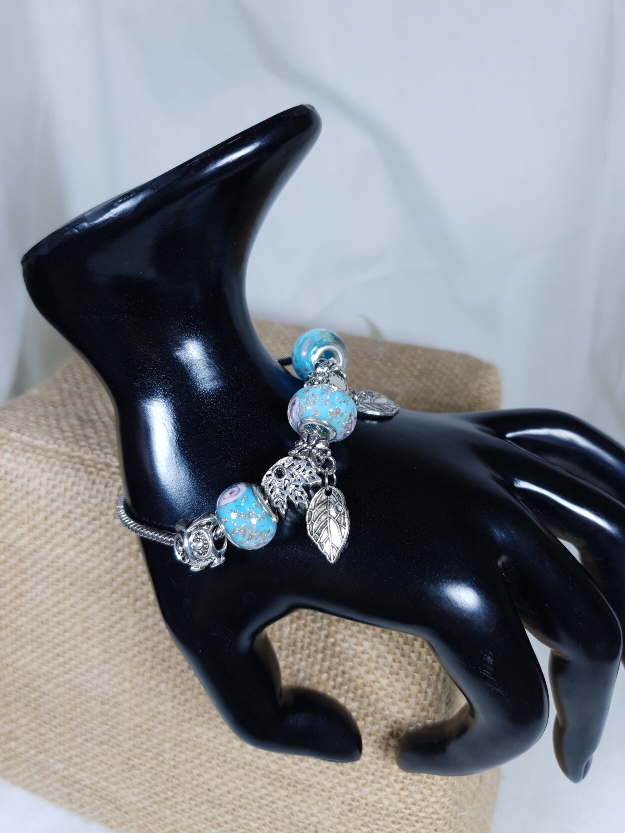 Stainless Steel Blue Charm and Beads Bracelet Soo Pretty