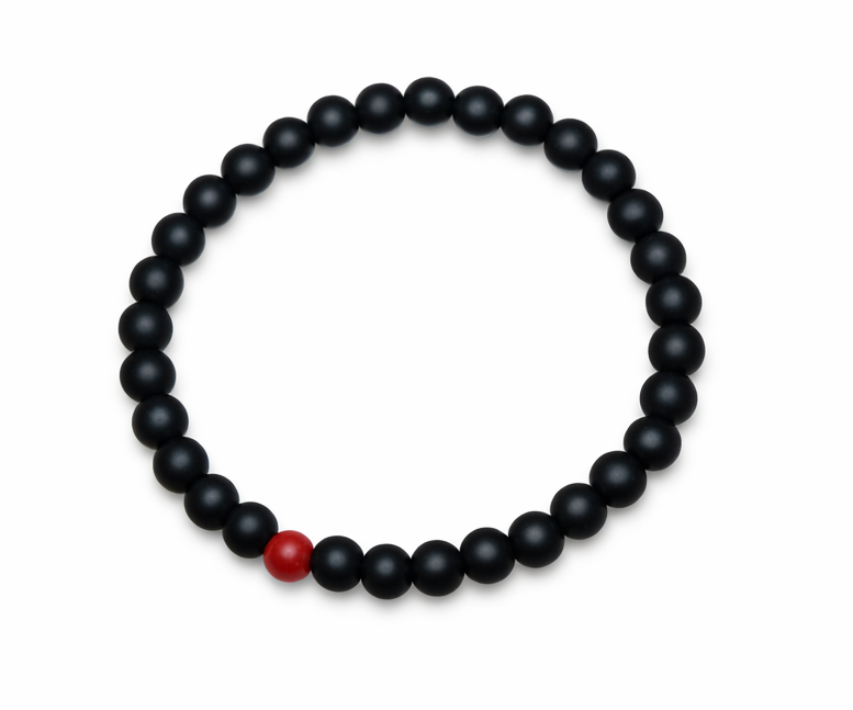 Black & 1 Red Bead Bracelet - Image 2