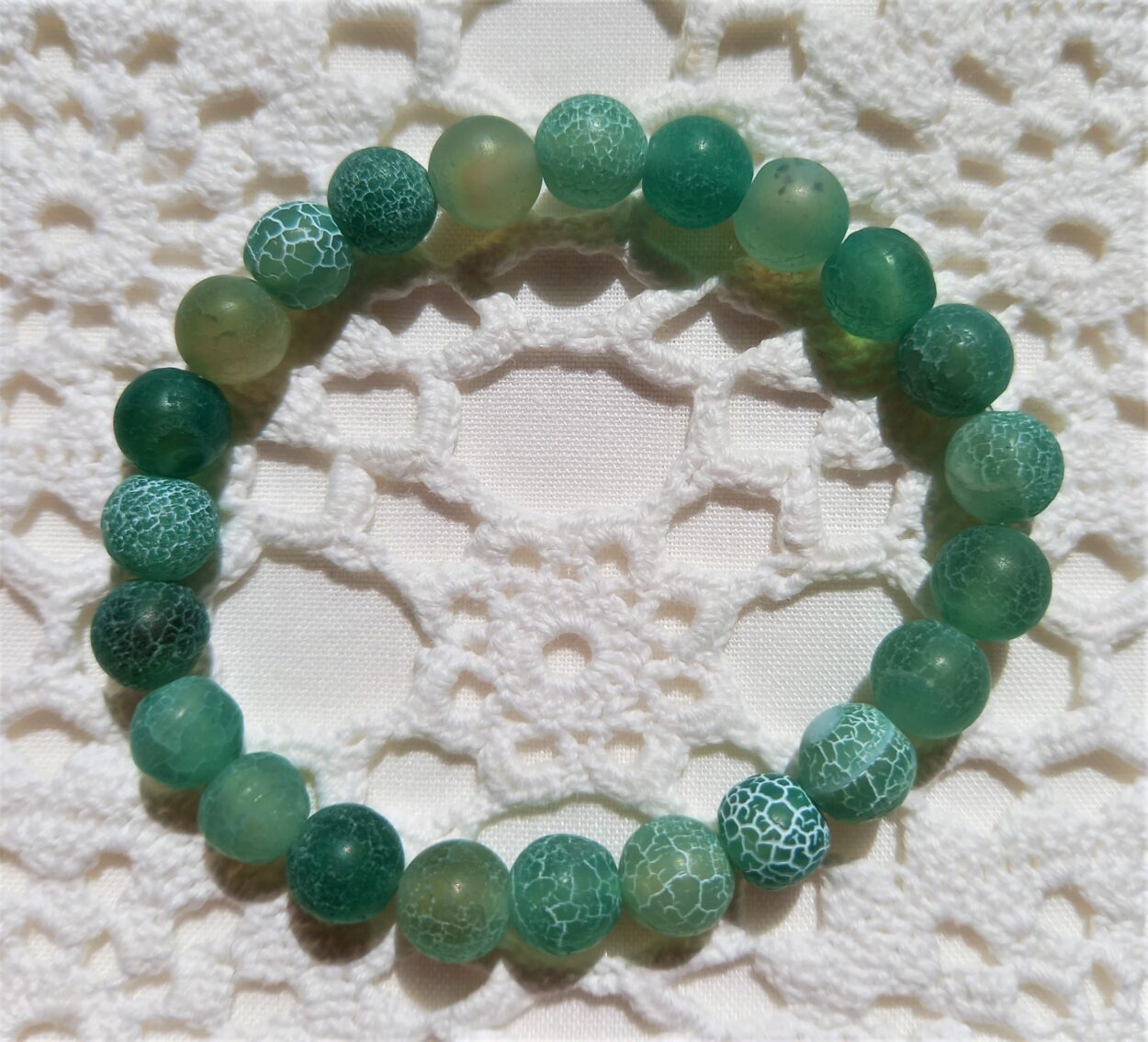 Boho Weathered Green Bead Bracelet - Image 2