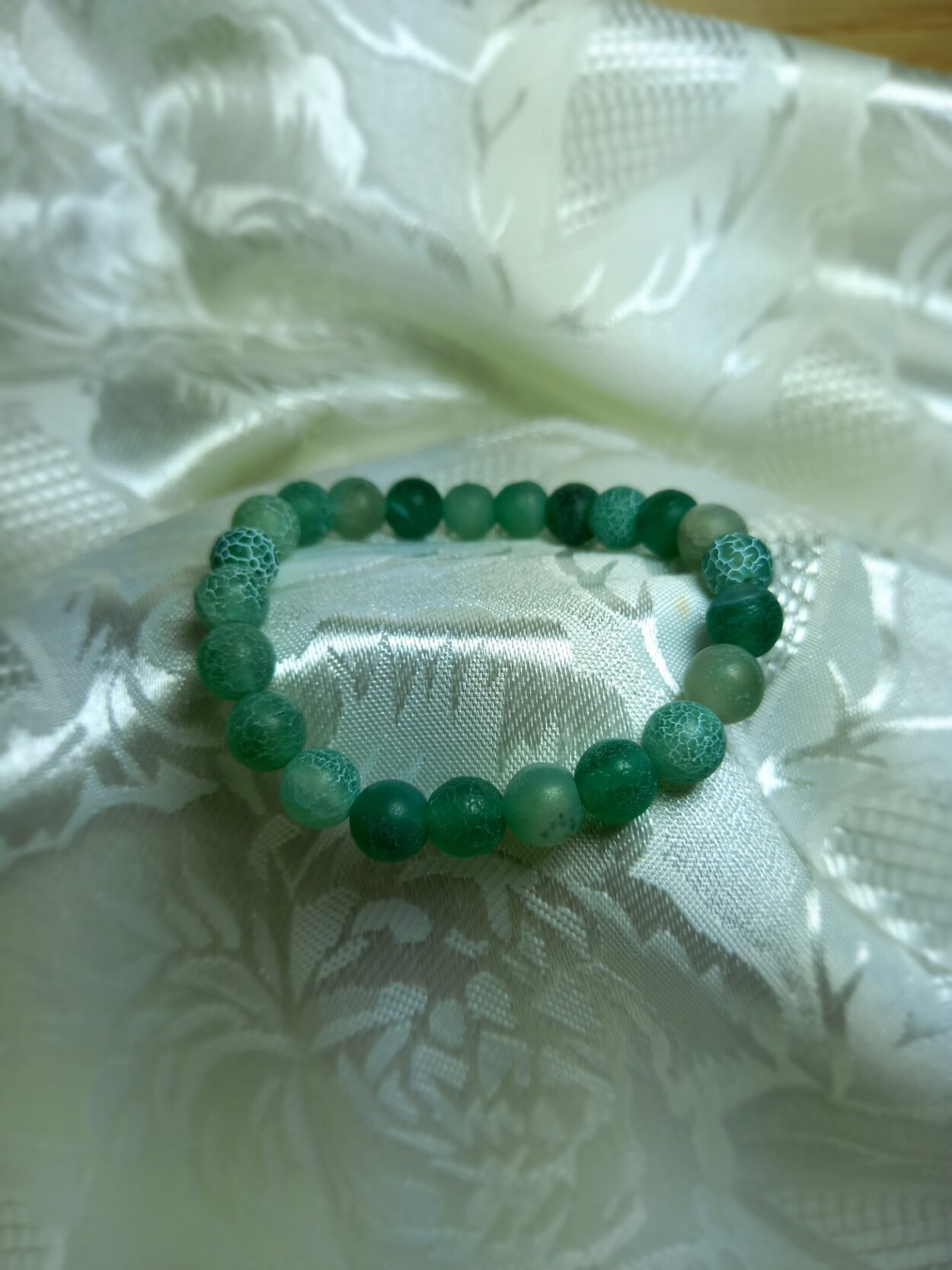 Boho Weathered Green Bead Bracelet - Image 4