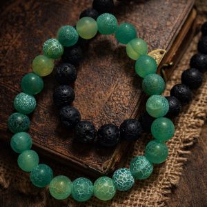Boho Weathered Green Bead Bracelet