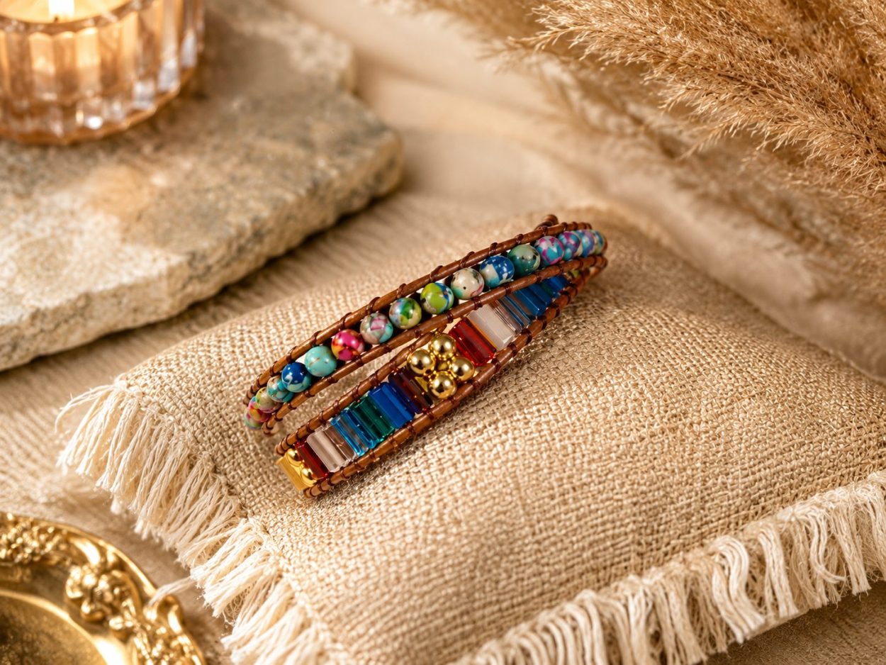 Boho Bracelet with Earthy Round Beads and Vibrant Accents - Image 4