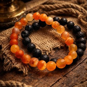 Orange Weathered Bead Bracelet