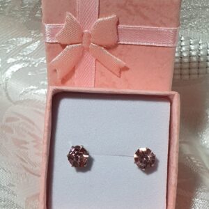 Purple Crystal Design Stainless Steel Stud Earrings