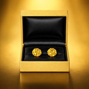 Gold Crystal & Clay Stainless Steel Stud Earrings