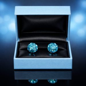 Light Blue Crystal & Clay Stainless Steel Stud Earrings