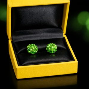 Light Green Crystal & Clay Stainless Steel Stud Earrings