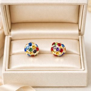 Multicoloured Crystal & Clay Stainless Steel Stud Earrings