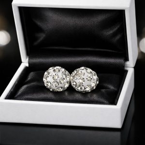 Clear Crystal & Clay Stainless Steel Stud Earrings