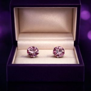 Purple Crystal Design Stainless Steel Stud Earrings