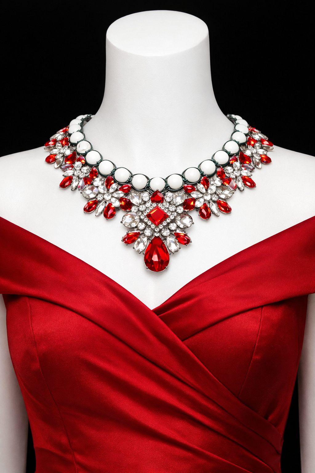 Red & White Bead Necklace