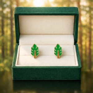 Cute Enamel Tree Design, Stainless Steel Stud Earrings