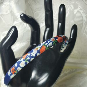 Dark Blue Hairband with Bright Flowers