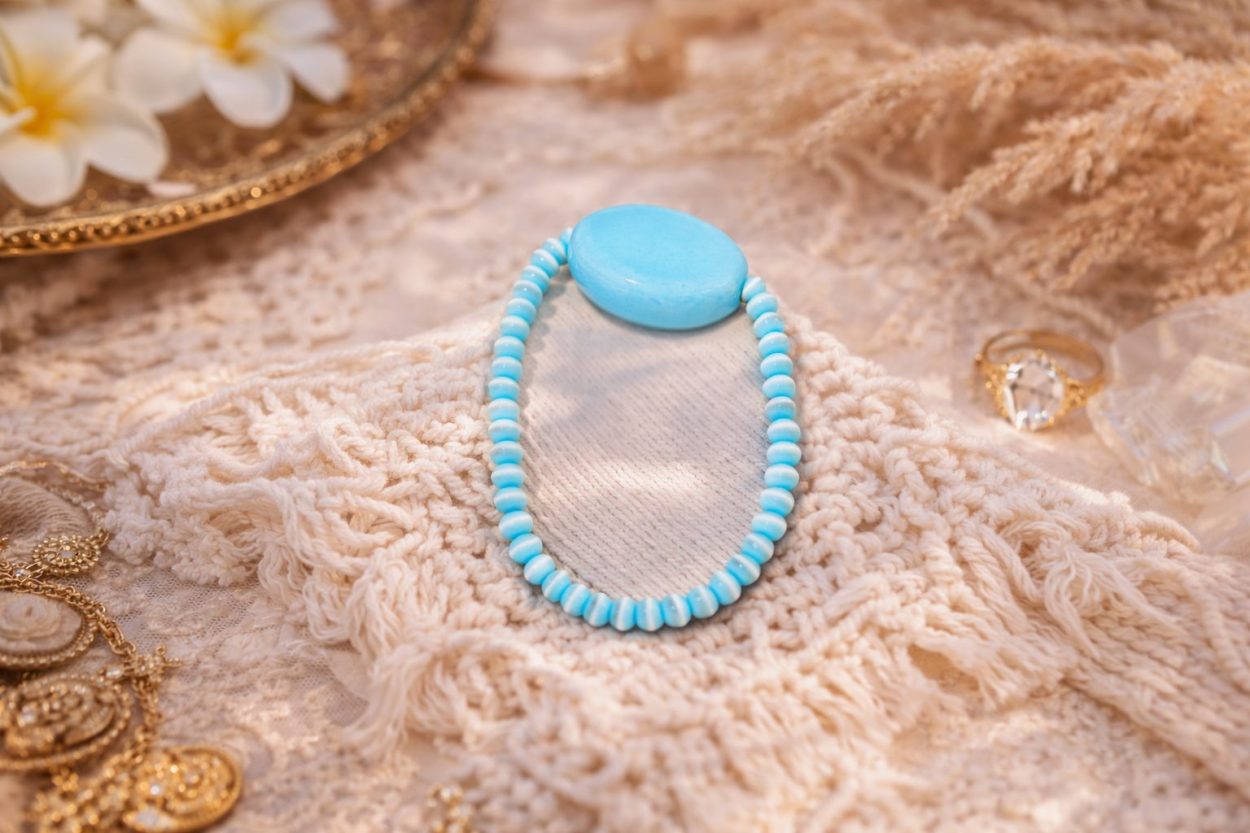 Bright Blue Bead Bracelet