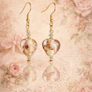 Romantic Heart-Shaped Beads of glass Earrings