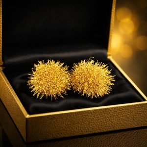 Gold PomPom Stud Earrings