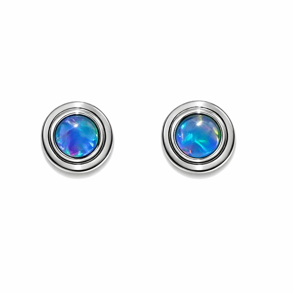7mm Opal Sterling Silver Stud Earrings - Image 2