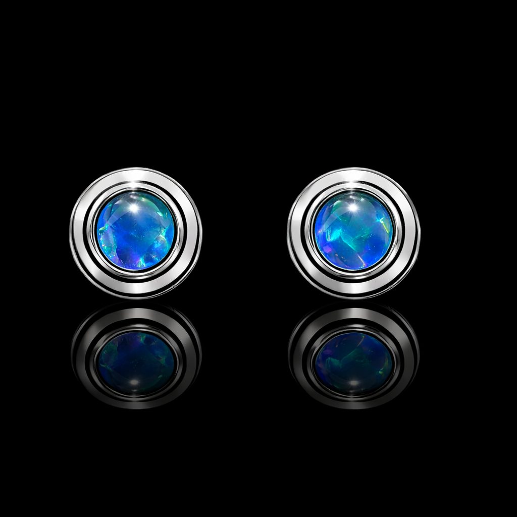 7mm Opal Sterling Silver Stud Earrings - Image 3
