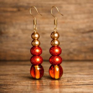 Rustic Brown Copper and Pewter Bead Dangle Earrings