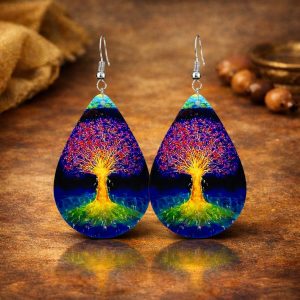 Bohemian Style Wooden Water Drop Earrings