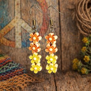 Yellow & Orange Flower Earrings