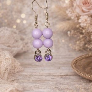 Charming Purple Bead Earrings with Purple Gem Drop
