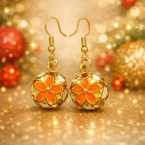 Christmas Bell Earrings are Festive Cheer - Orange Flower