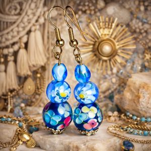 Millefiori Bead Mix Dangle Earrings