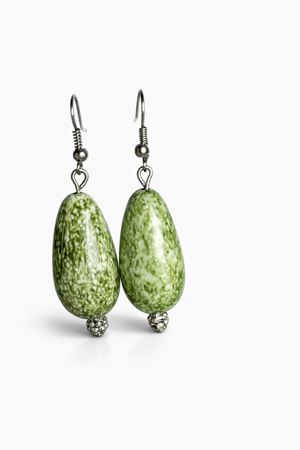 Large Green Bead Earrings - Image 3