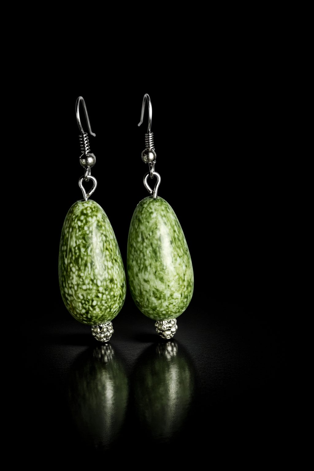 Large Green Bead Earrings - Image 2