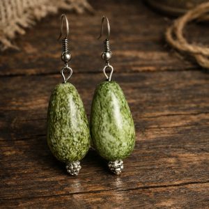Large Green Bead Earrings