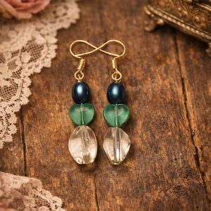 Beautiful Purple Heart Glass Bead Dangle Earrings