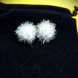 Silver PomPom Stud Earrings
