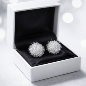 Silver PomPom Stud Earrings