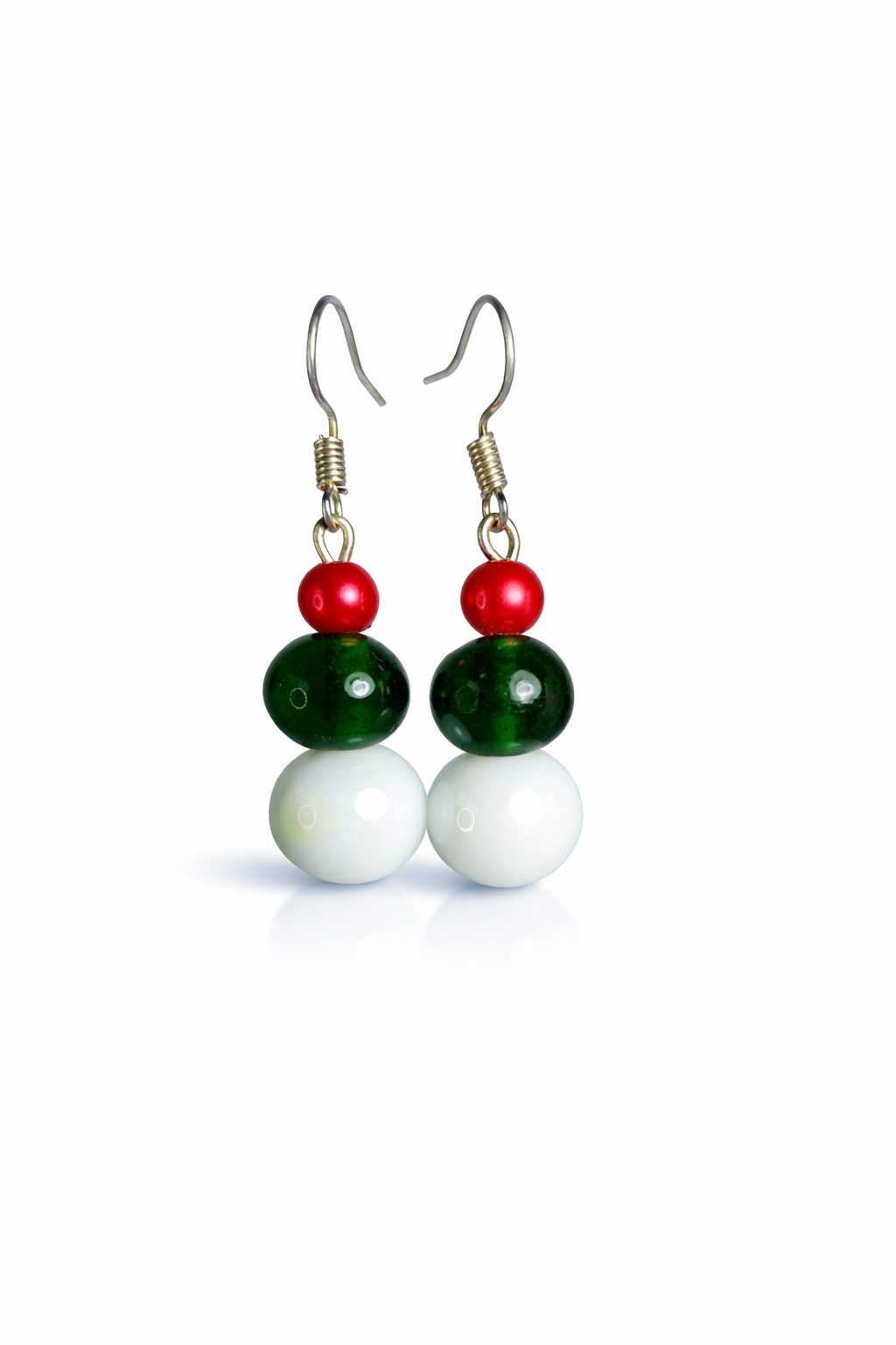 Red, White & Green Bead Earrings a Delightful Blend of Colour - Image 3