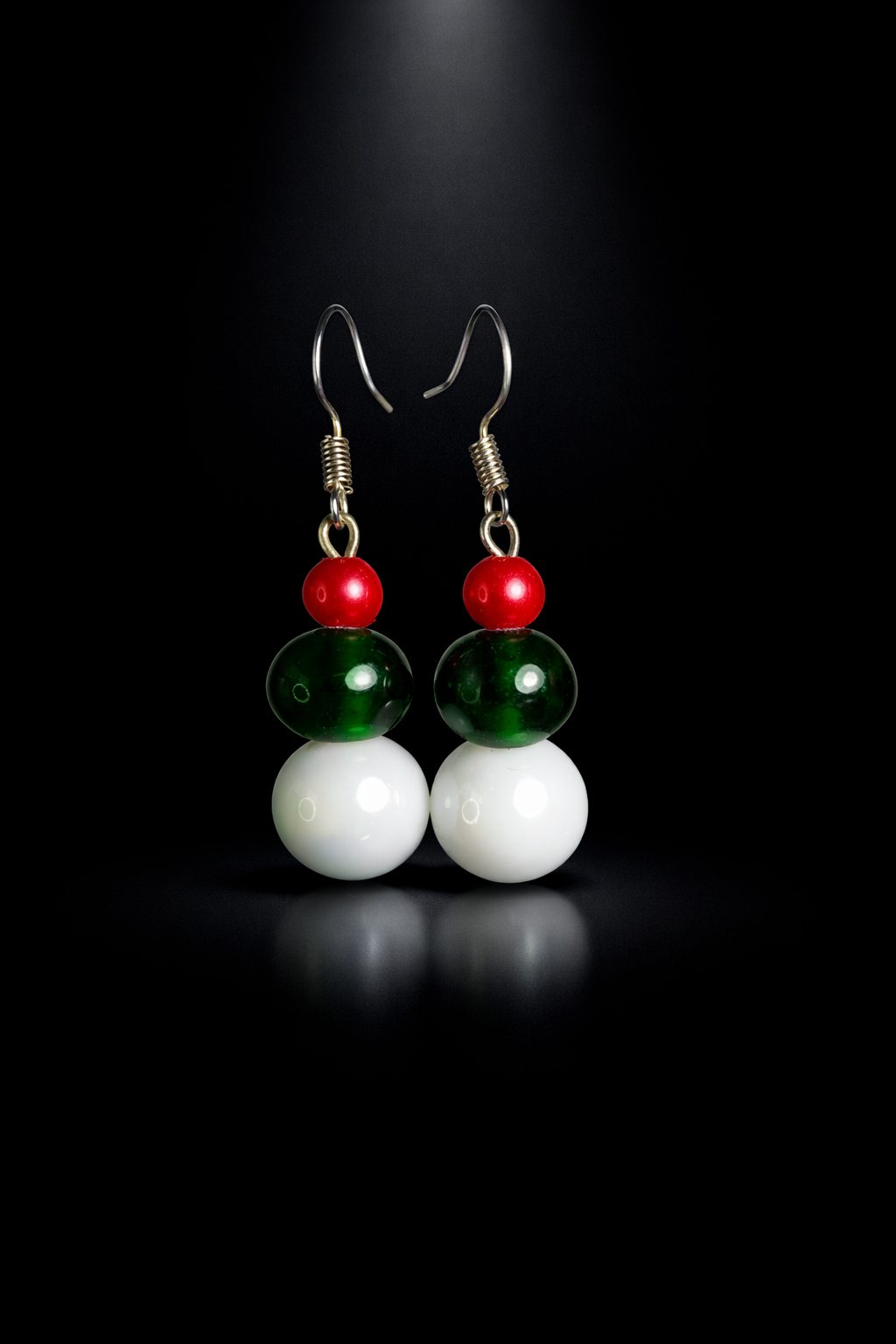 Red, White & Green Bead Earrings a Delightful Blend of Colour - Image 2