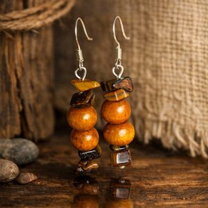 Elemental Fusion of Earthy Elegance Dangle Earrings
