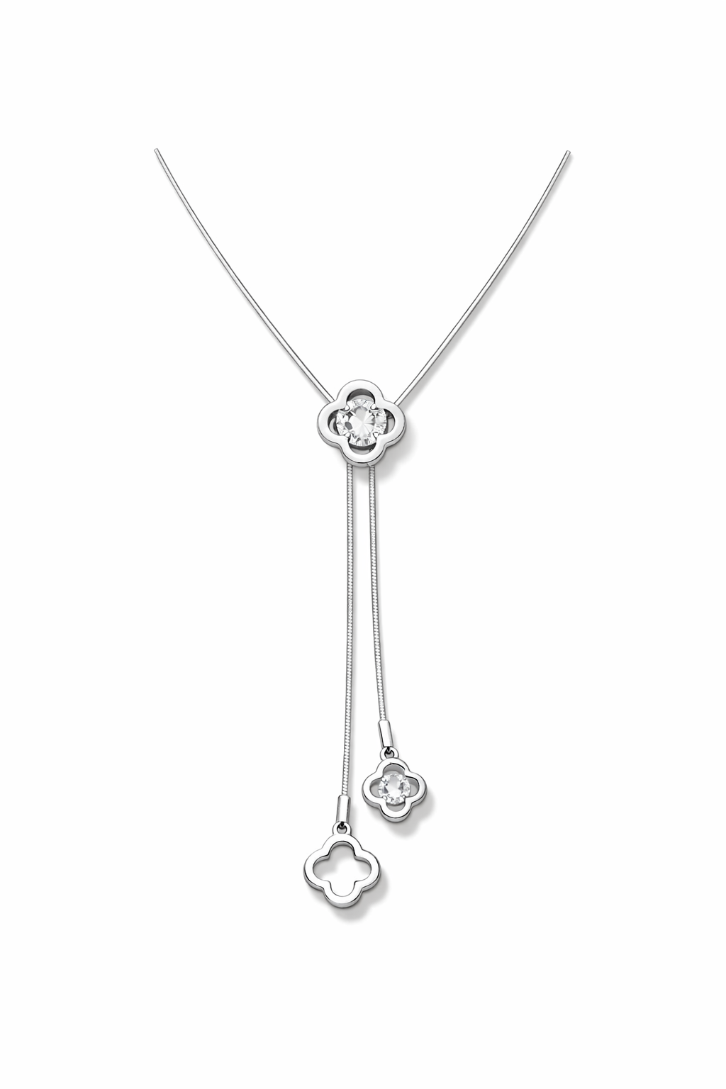 Necklace Featuring a Four Petal Floral Centerpiece - Image 3