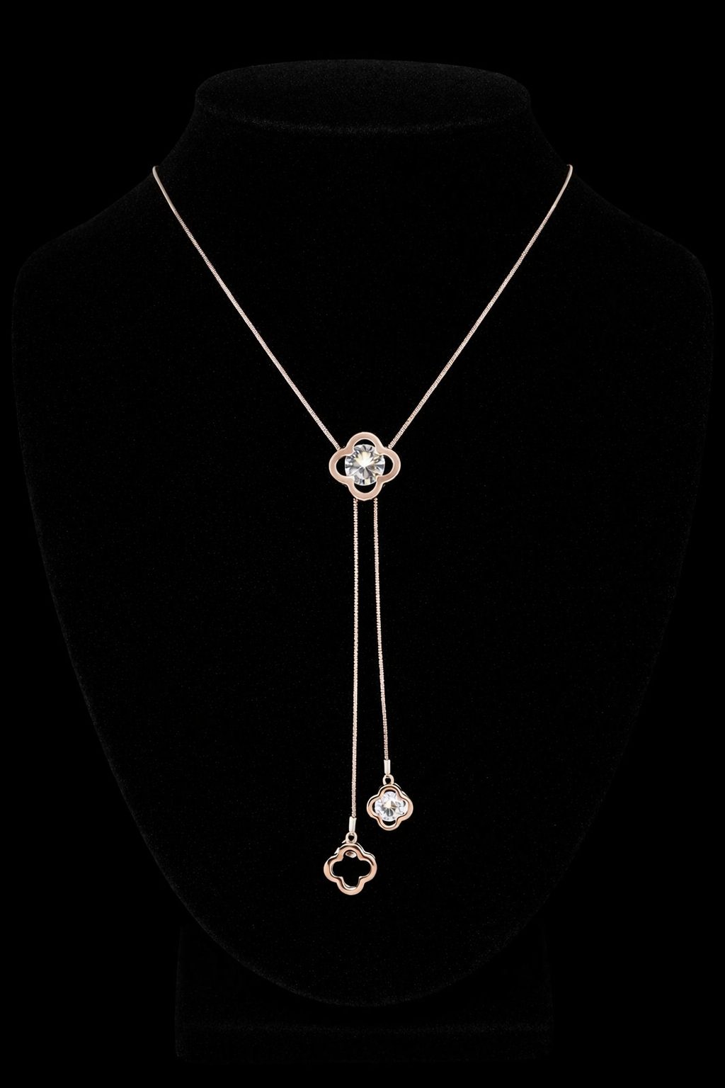 Necklace Featuring a Four Petal Floral Centerpiece - Image 2