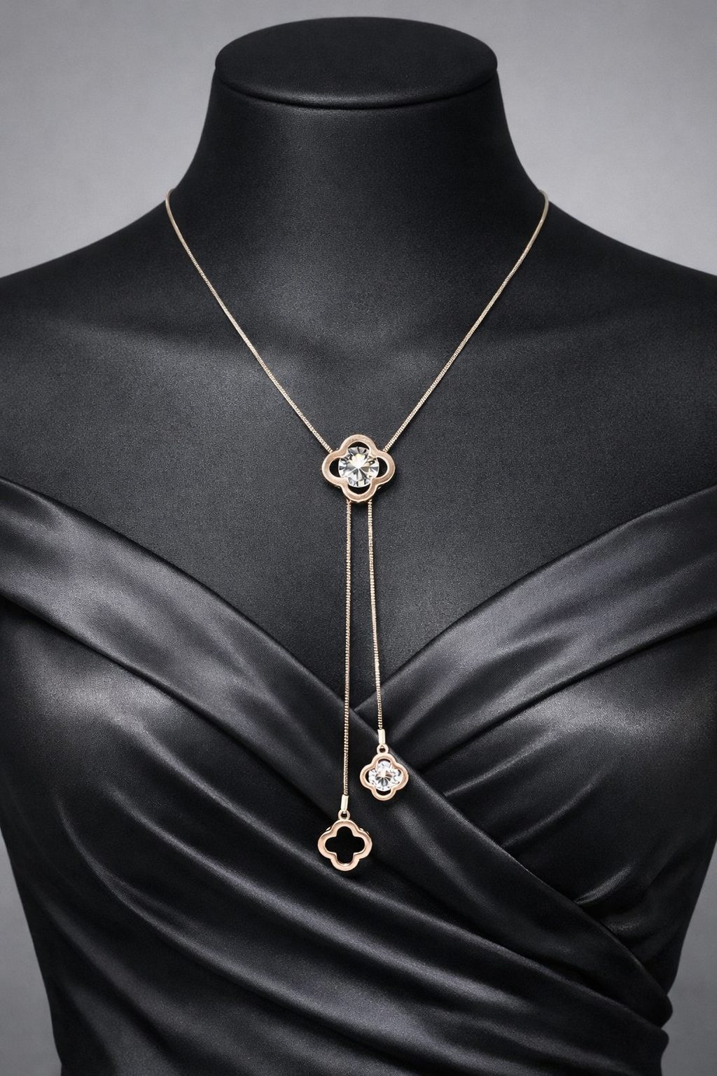 Necklace Featuring a Four Petal Floral Centerpiece