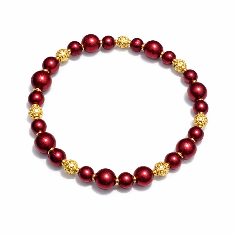 Rich Red Metallic & Gold Filigree Beards - Image 3