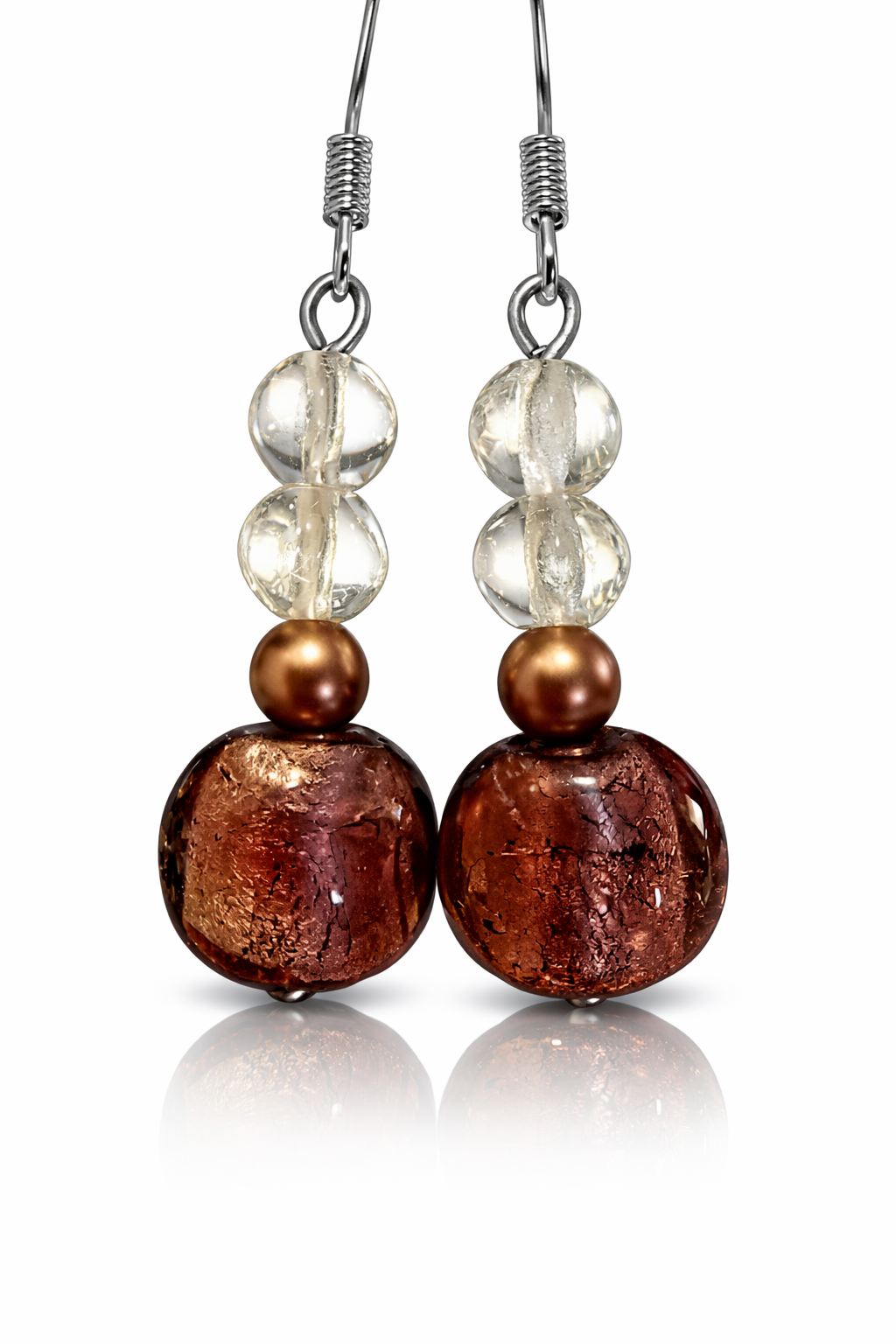 Crackled Bronze Bead Drop Earrings - Image 2