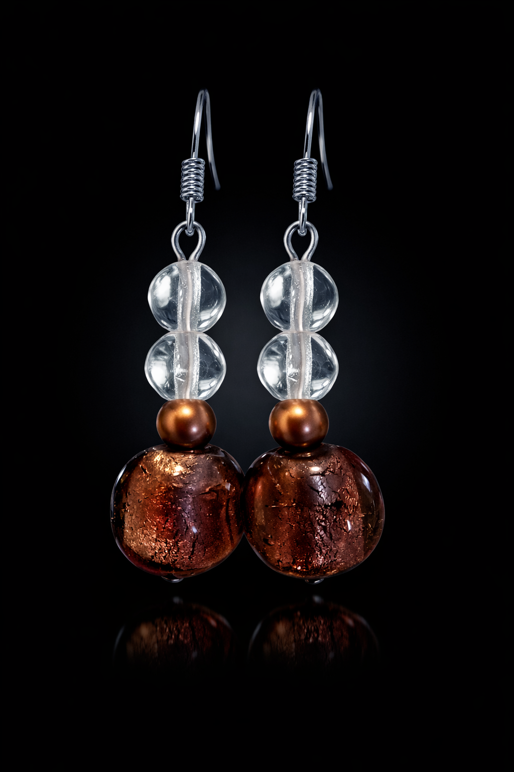 Crackled Bronze Bead Drop Earrings - Image 3