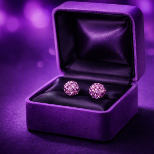 Purple Crystal & Clay Stainless Steel Stud Earrings