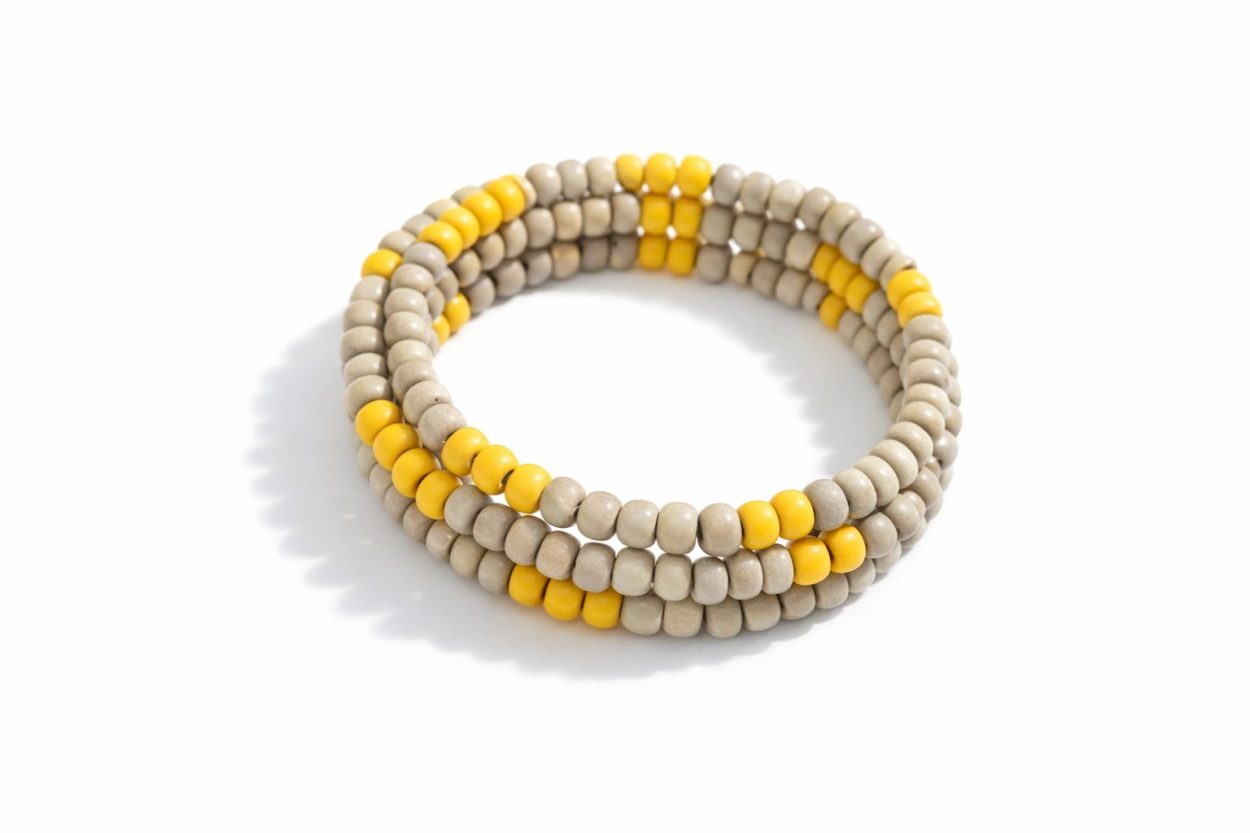 Grey & Yellow Memory‑Wire Bracelet - Image 3