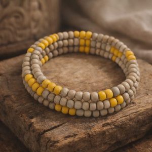 Grey & Yellow Memory‑Wire Bracelet