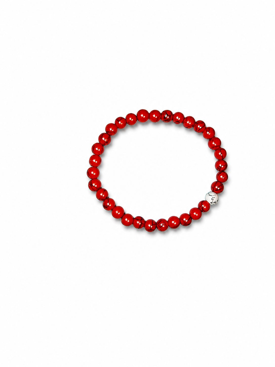 Red Bead with Single White Bead Bracelet - Image 3