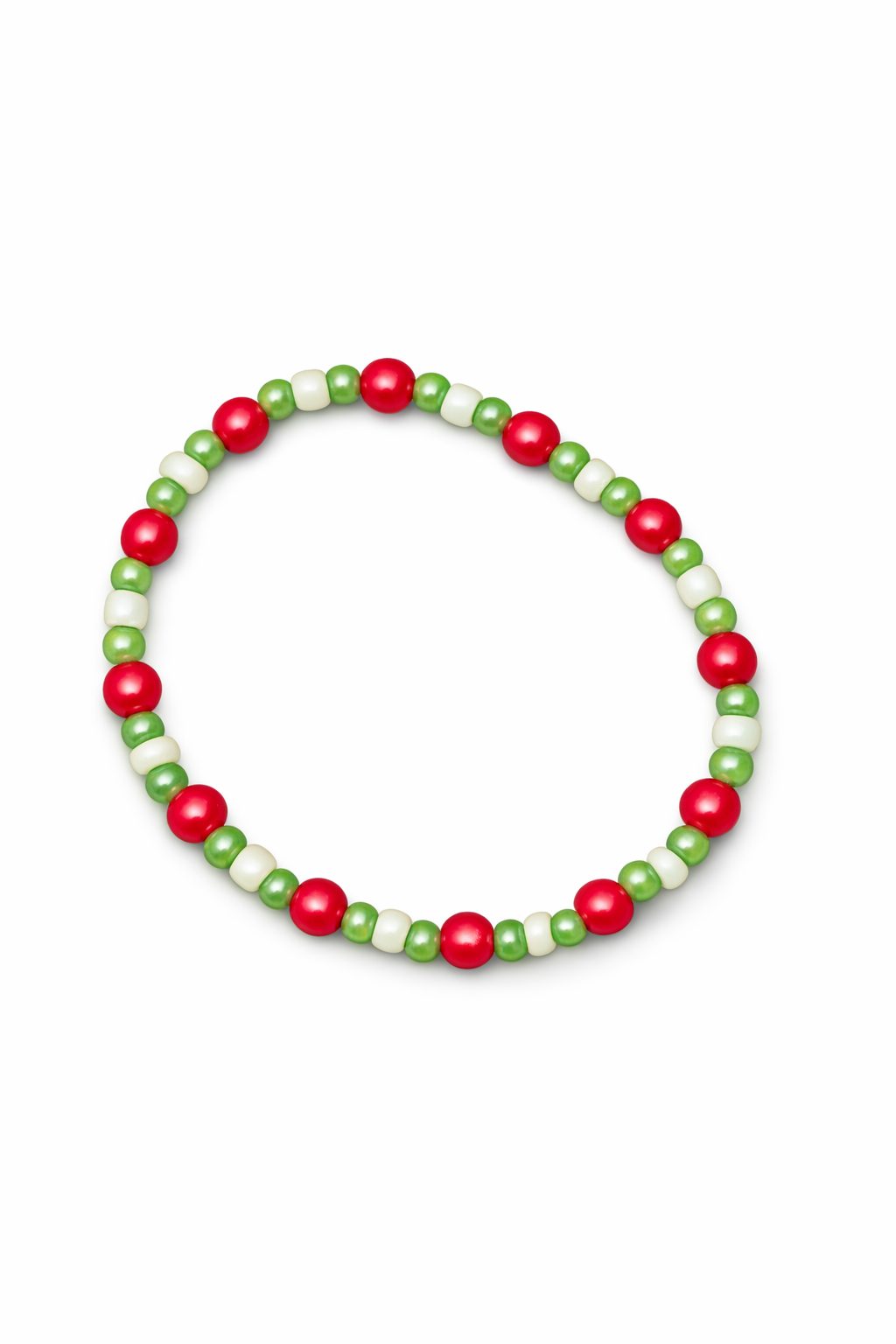 Red, Green & White Bead Bracelet - Image 2