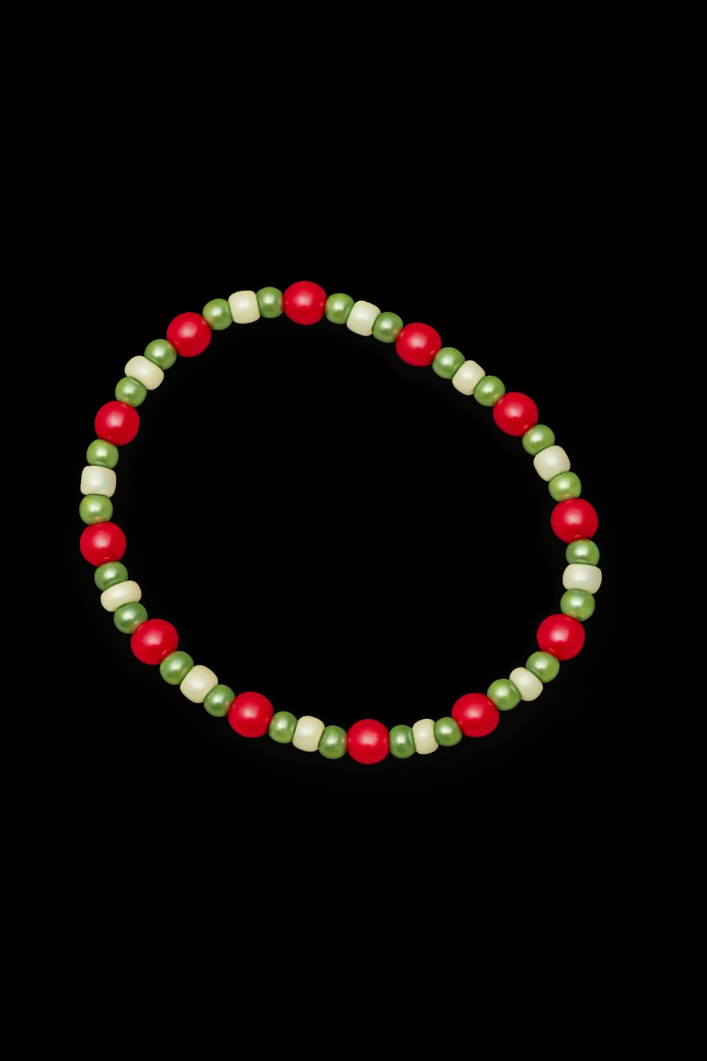Red, Green & White Bead Bracelet - Image 3