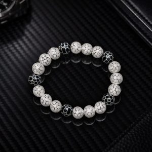 White & Silver & Black Bead Bracelet